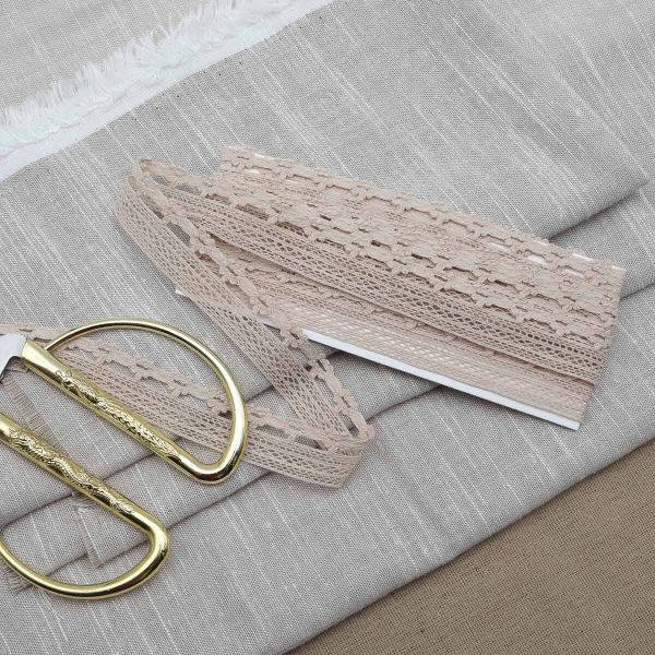 Кружево вязаное (тесьма) 24 мм, 476 бежевый, 13.71 м