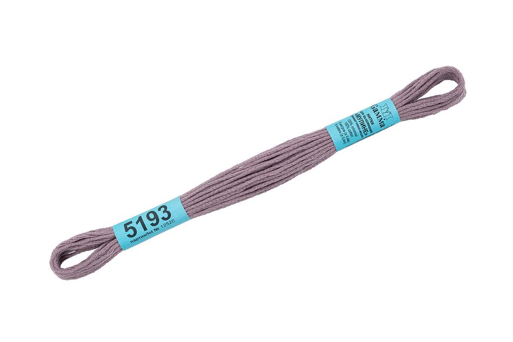 Мулине Gamma 100% хлопок, цв.5193 бежево-сиреневый, 24 мотка по 8 метров