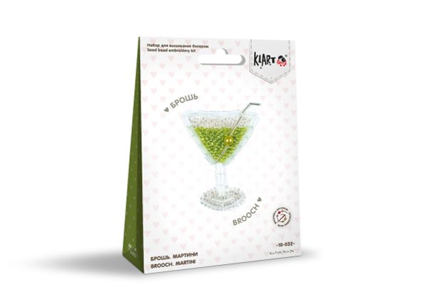 Набор для вышивания Klart 10-032, Брошь. Мартини, 4х7 см