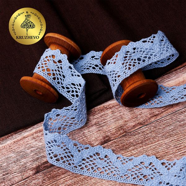 Кружево вязаное (тесьма) 30 мм / 10 метров, TBY-5234 цв.23 голубой, Kruzhevo