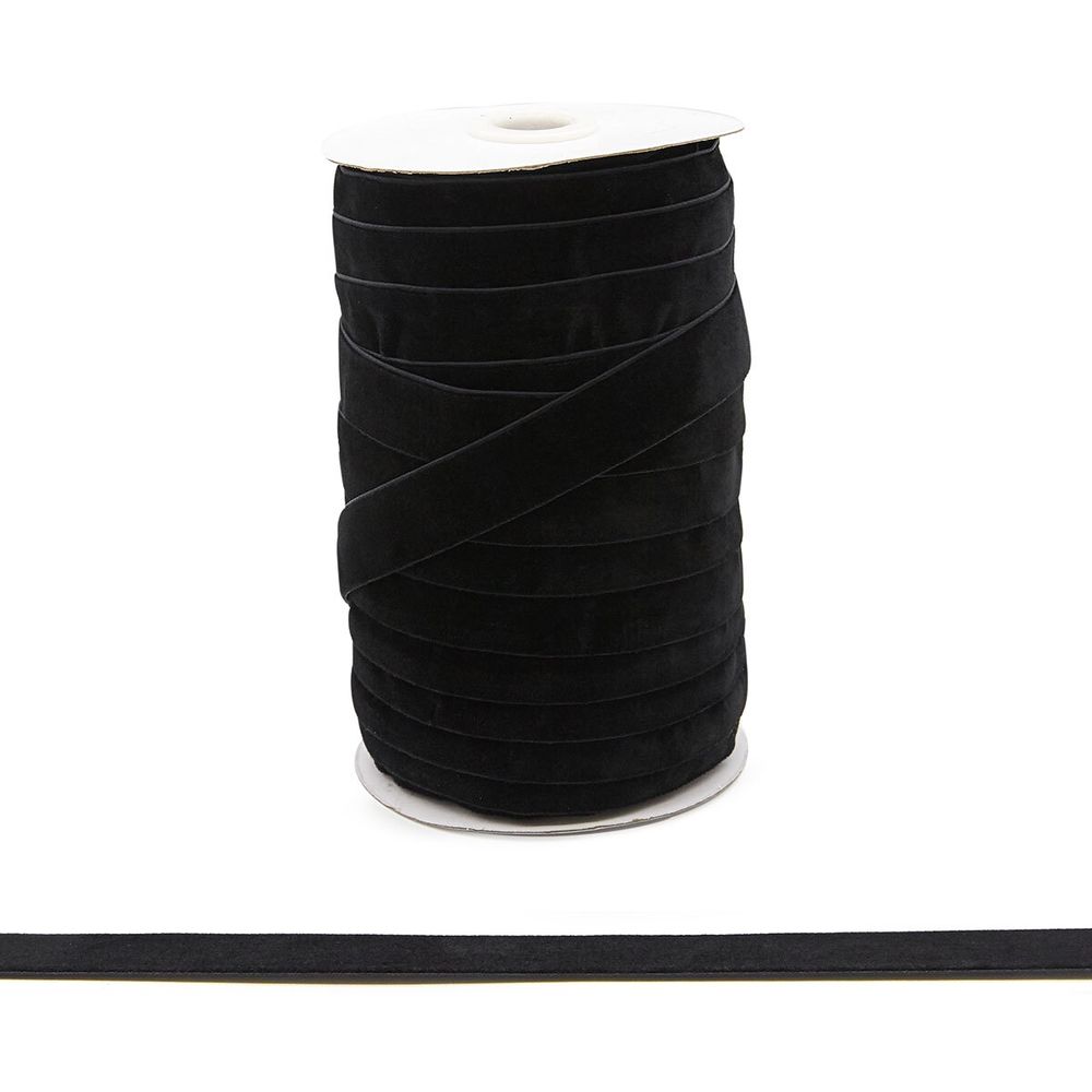 Лента бархатная (тесьма) 20.0 мм / 32.9±2 метров, 0081-1901 (8611 черный)