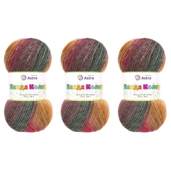 Пряжа Astra Premium (Астра Премиум) Панда Колор / уп.3 мот. по 100 г, 240 м, 06 секционный