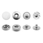 Кнопка Альфа (S-образная) ⌀10.0 мм, ≈144 шт, МЕТАЛЛ, эмаль, 101 белый матовый + отв.части никель, ВТ-2, NEW STAR