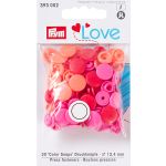 Кнопка Color Snaps пластик ⌀12.4 мм, 30 шт, красный/розовый/оранжевый, Prym 393002
