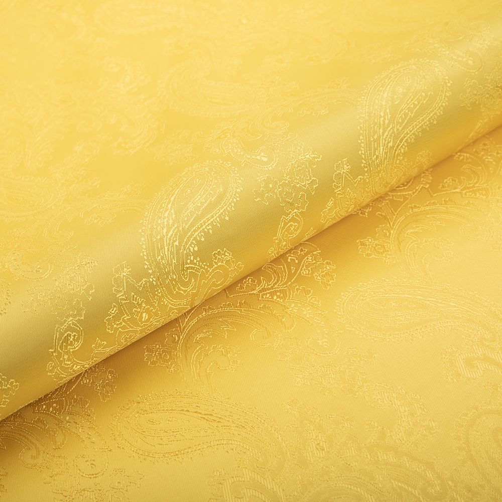 Ткань подкладочная (таффета) с рисунком 96 г/м², 100х145 см, 143 желтый (растительный орнамент), Gamma JTR