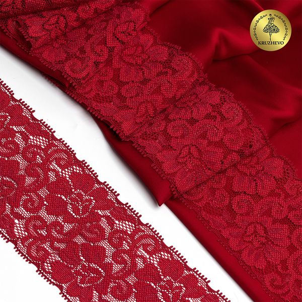 Кружево эластичное (стрейч) 65 мм, 266, цв.101/S059 т.красный уп. 25 м, Kruzhevo