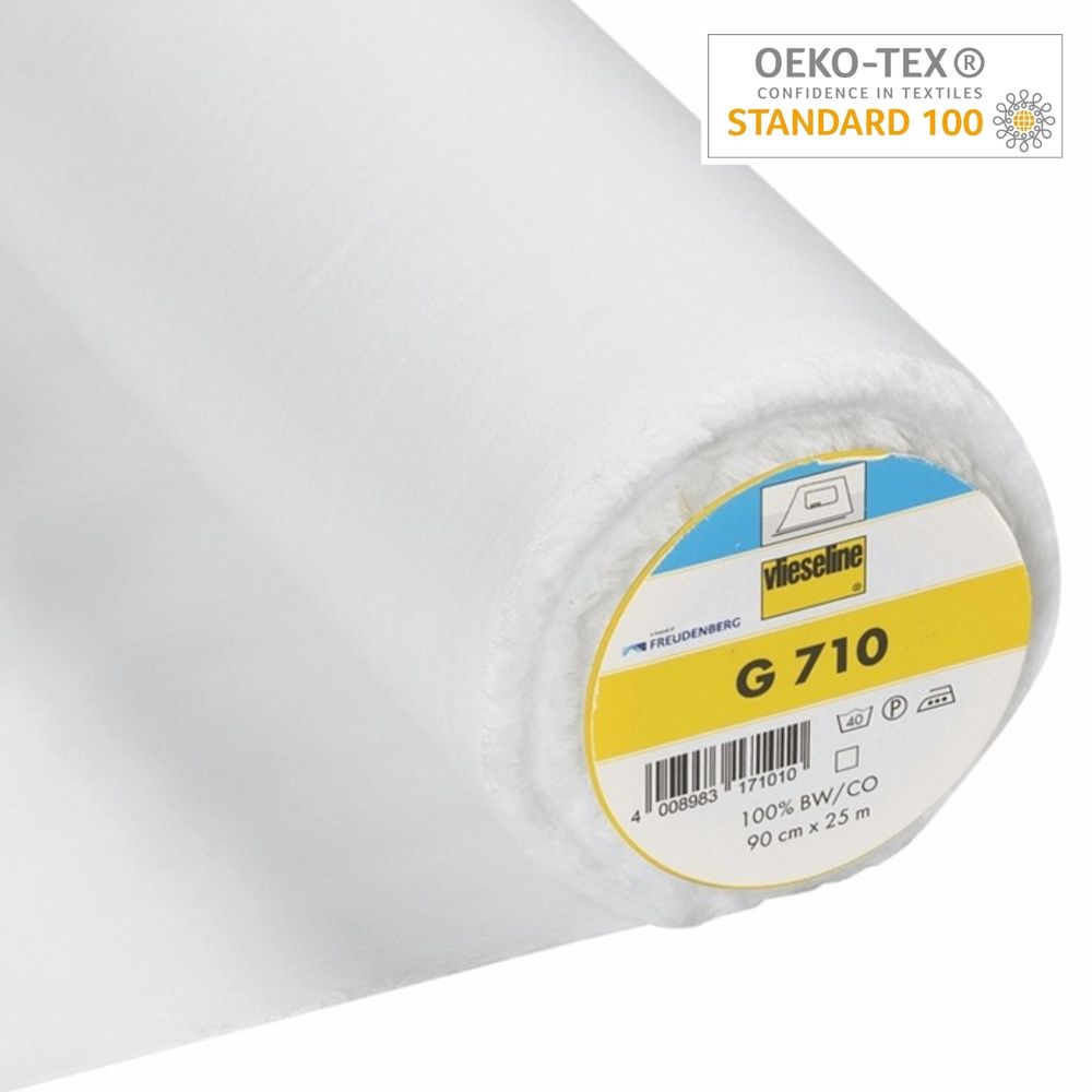 Флизелин клеевой тканый подкладочный G710, белый, 53391582, Freudenberg, 25 м