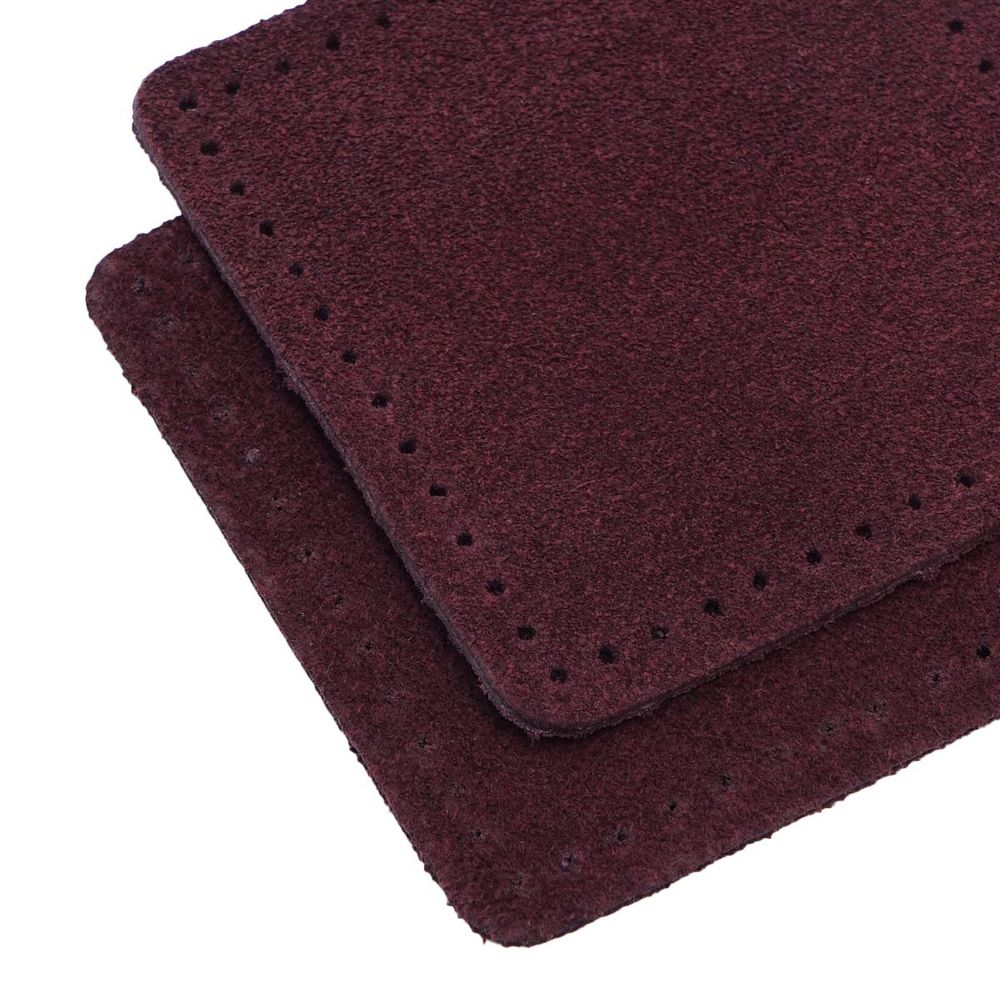 Заплатки пришивные из замши, квадрат 6см с перфорацией, 2 шт, 100% кожа, 31 бордовый, 59112