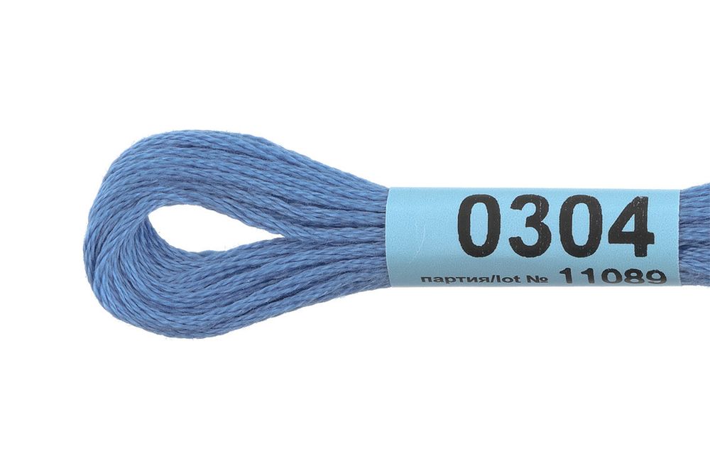 Мулине Gamma 100% хлопок, цв.0304 св-синий, 24 мотка по 8 метров