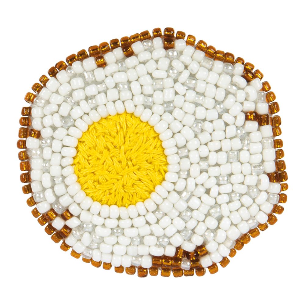 Набор для вышивания бисером Klart, Брошь Яичница, 5х4,5 см