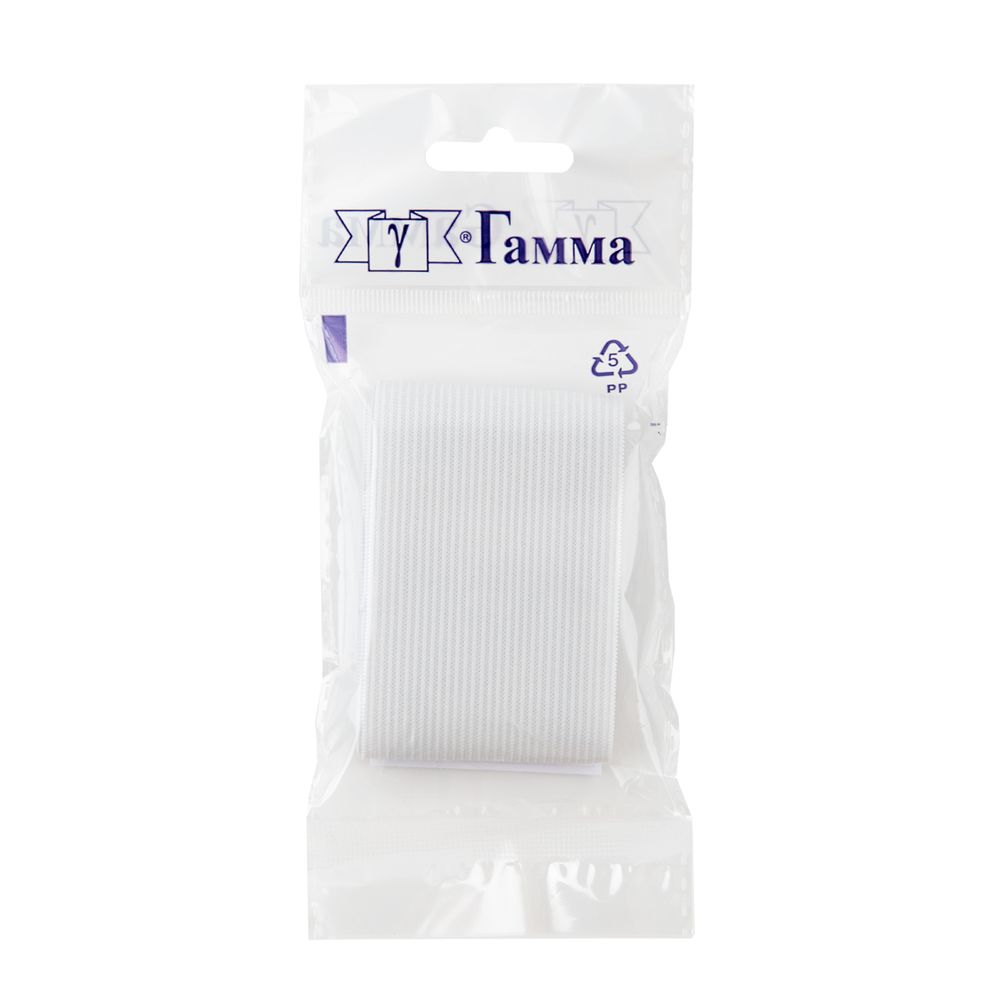 Резинка вязаная 50.0 мм / 5х1 метра, белый, Gamma 0050 Б