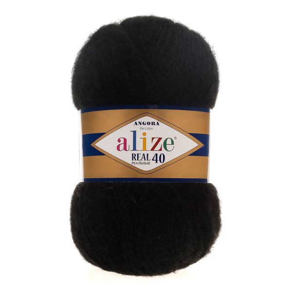 Пряжа Alize (Ализе) Angora Real 40 / уп.5 мот. по 100 г, 430м, 060 черный A