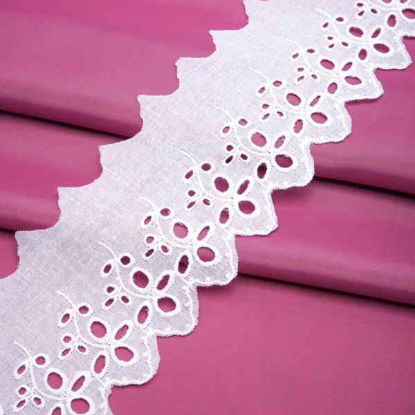 Кружево шитьё х/б 73 мм / 3.4 метра, цвет белоснежный