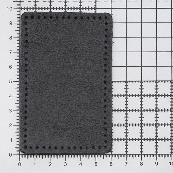 Заплатки пришивные из кожи, прямоугольник 6х9,6см с перфорацией, 2 шт, 100% кожа, 01 черный, 9113