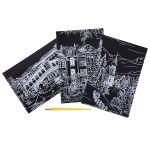 Набор для творчества Гравюра мини Городской пейзаж (серебро), 10х15 см, 1х3 шт, Hobbius GHPM-02