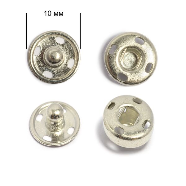 Кнопка пришивная металл ⌀10.0 мм, BJ056 цв.никель уп. 100 шт, TBY