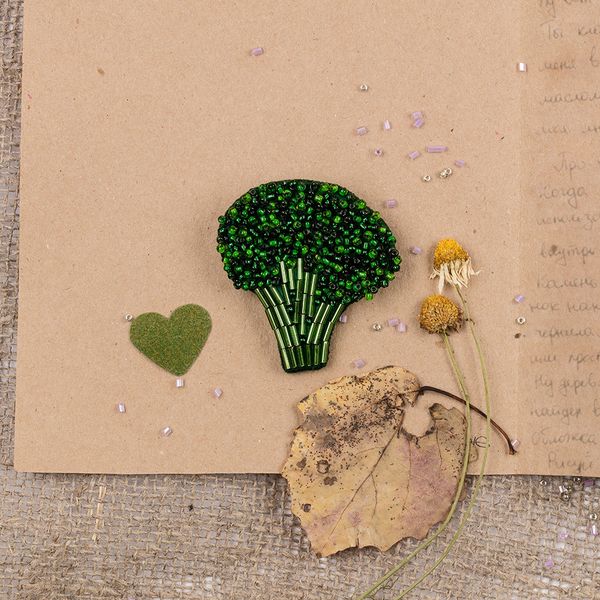 Набор для вышивания бисером Klart, Брошь Брокколи, 5,5х5,5 см
