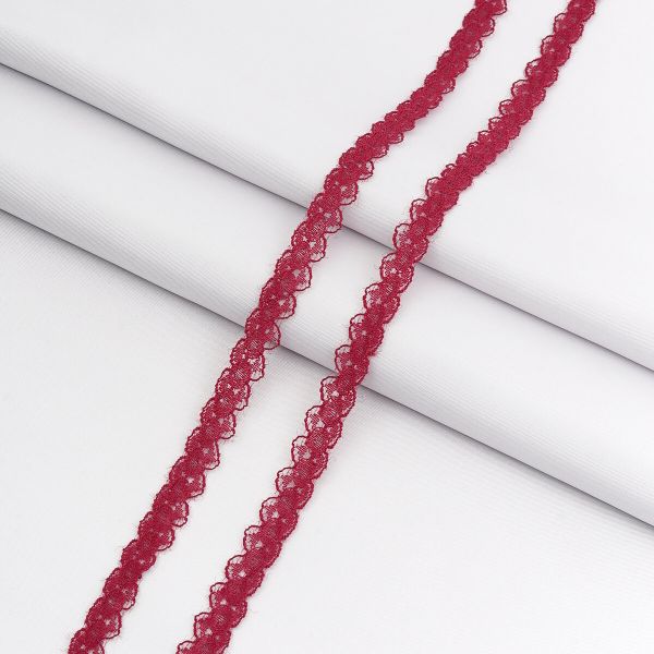 Кружево капроновое 14 мм / 30 метров, 140, 100% п/э, цв. вишневый, 26787