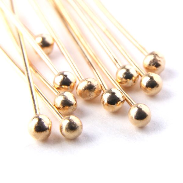 Штифты с шариком 3см, 50 шт в упак, Астра, Золото