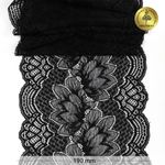 Кружево бельевое эластичное Kruzhevo 190 мм / 3 м, 6391, цв.02 черный /TOS/