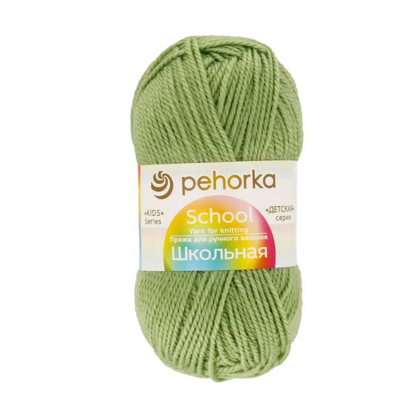 Пряжа Пехорская ПТ Школьная 100% акрил, 5 шт, х50 г 150 м, №009 зел.яблоко, Пехорка Школьная
