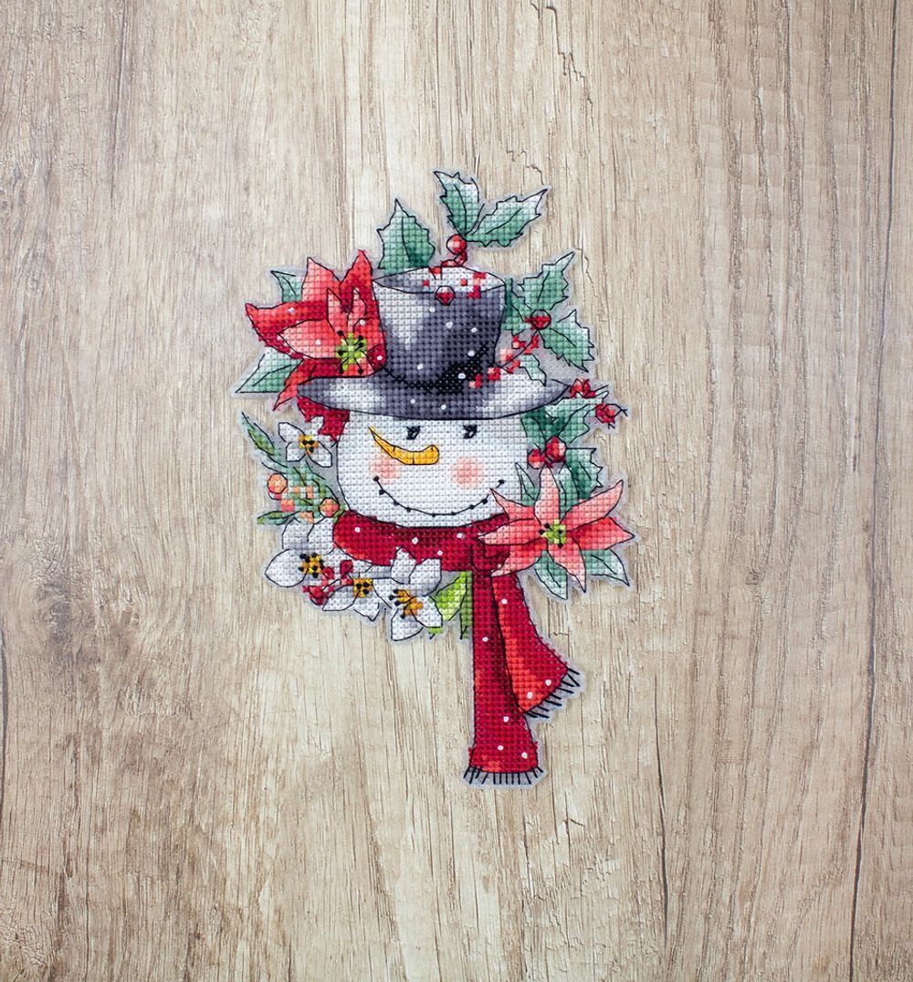 Набор для вышивания нитками LetiStitch, Набор новогодних игрушек, 16х16 см