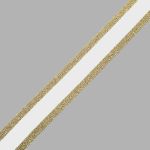 Резинка декоративная металлик 24.0 мм / 25 метров, белый/золото, S090299