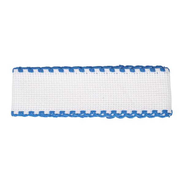 Канва лента 35 мм / 1.5 метра, 100% хлопок Bestex (белый/синий)