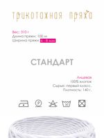 Пряжа трикотажная 1х300г, 100м, шир. 6-8 мм, 3001 белый /TOS/