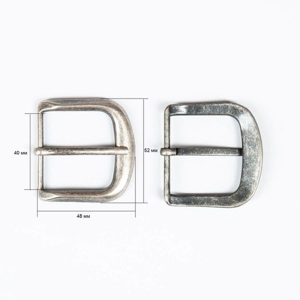 Пряжка ременная металл 40 мм темное серебро, металл, 2 шт, BIG