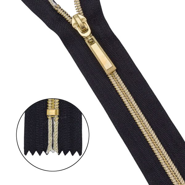 Молния спираль (витая) Т7 (7 мм) 1 зам., н/раз., 18 см, св.зол. / черн, 10 шт