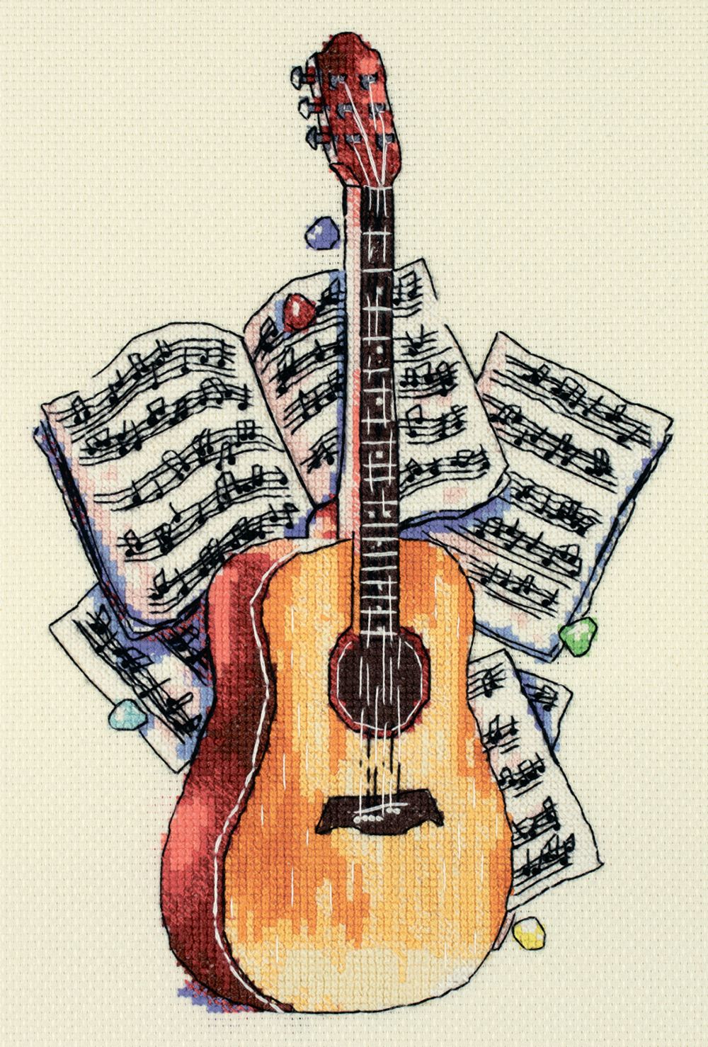 Набор для вышивания нитками Klart, Аккорды для гитары, 23.5х16.5 см