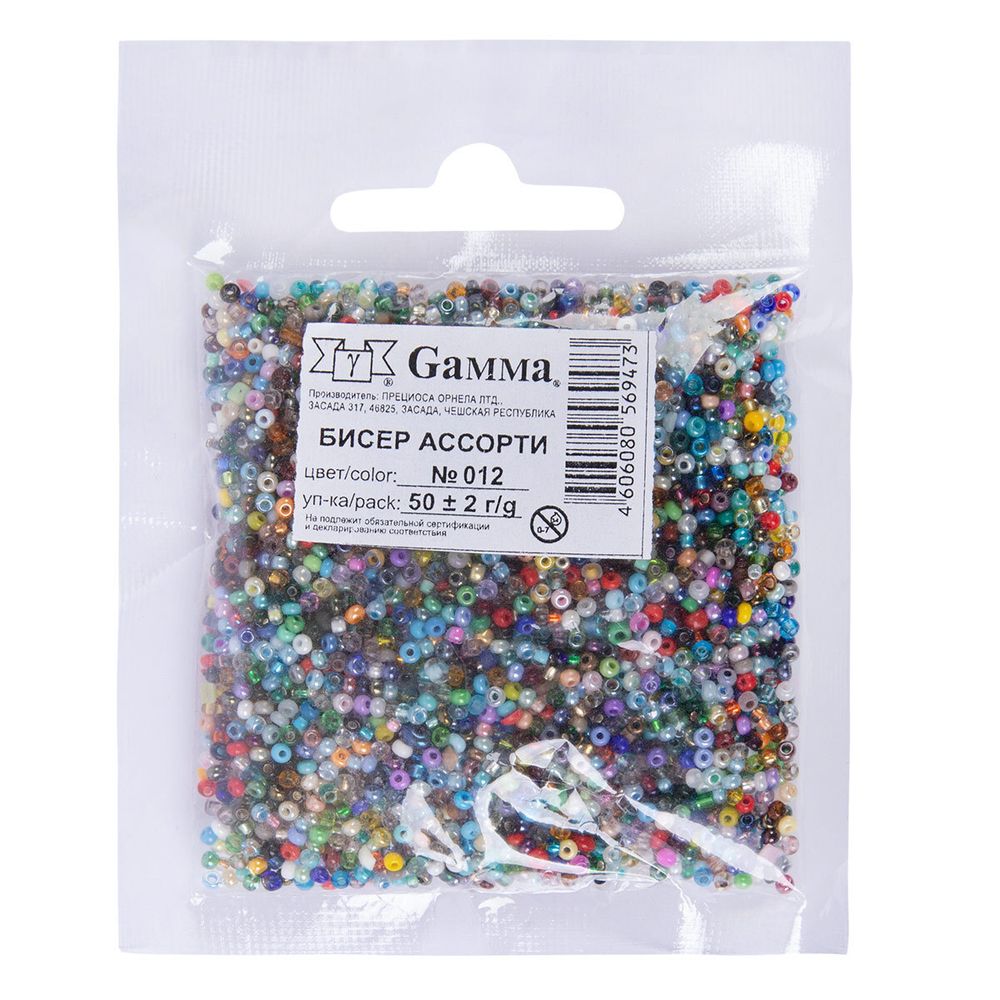 Набор бисера Preciosa ассорти 50 г, №012 разноцветный