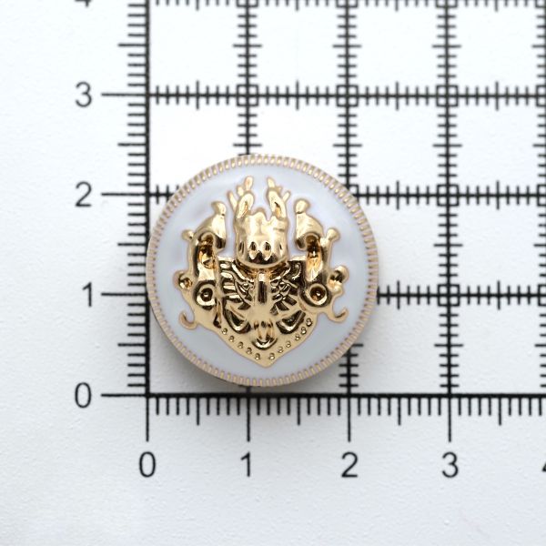 Пуговицы на ножке 36L (23мм), металл (White/G белый с золотом), 36 шт, ME 645