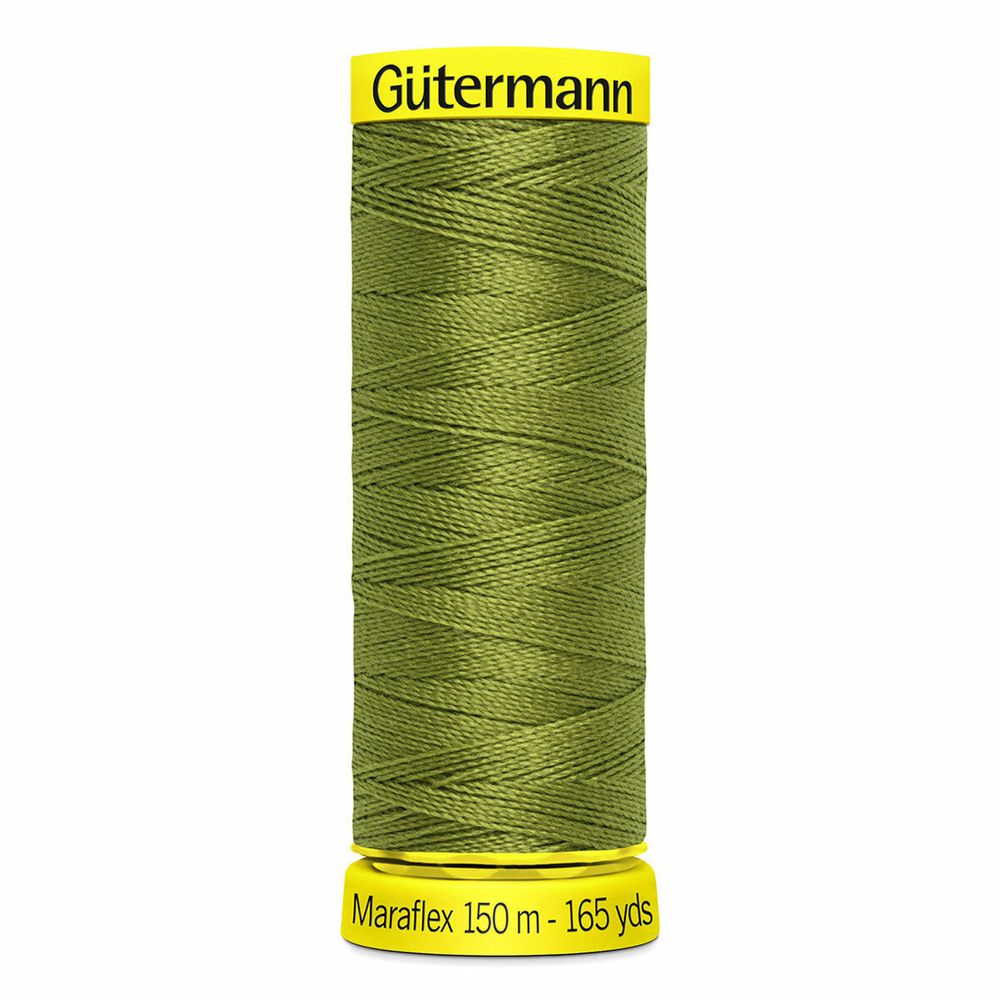 Нитки для трикотажа Gutermann Maraflex, 150м, 582 зеленая горчица, 5 катушек