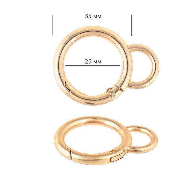 Карабин металл кольцо ⌀25.0 мм (35 мм) 107924, цв. золото уп. 10 шт