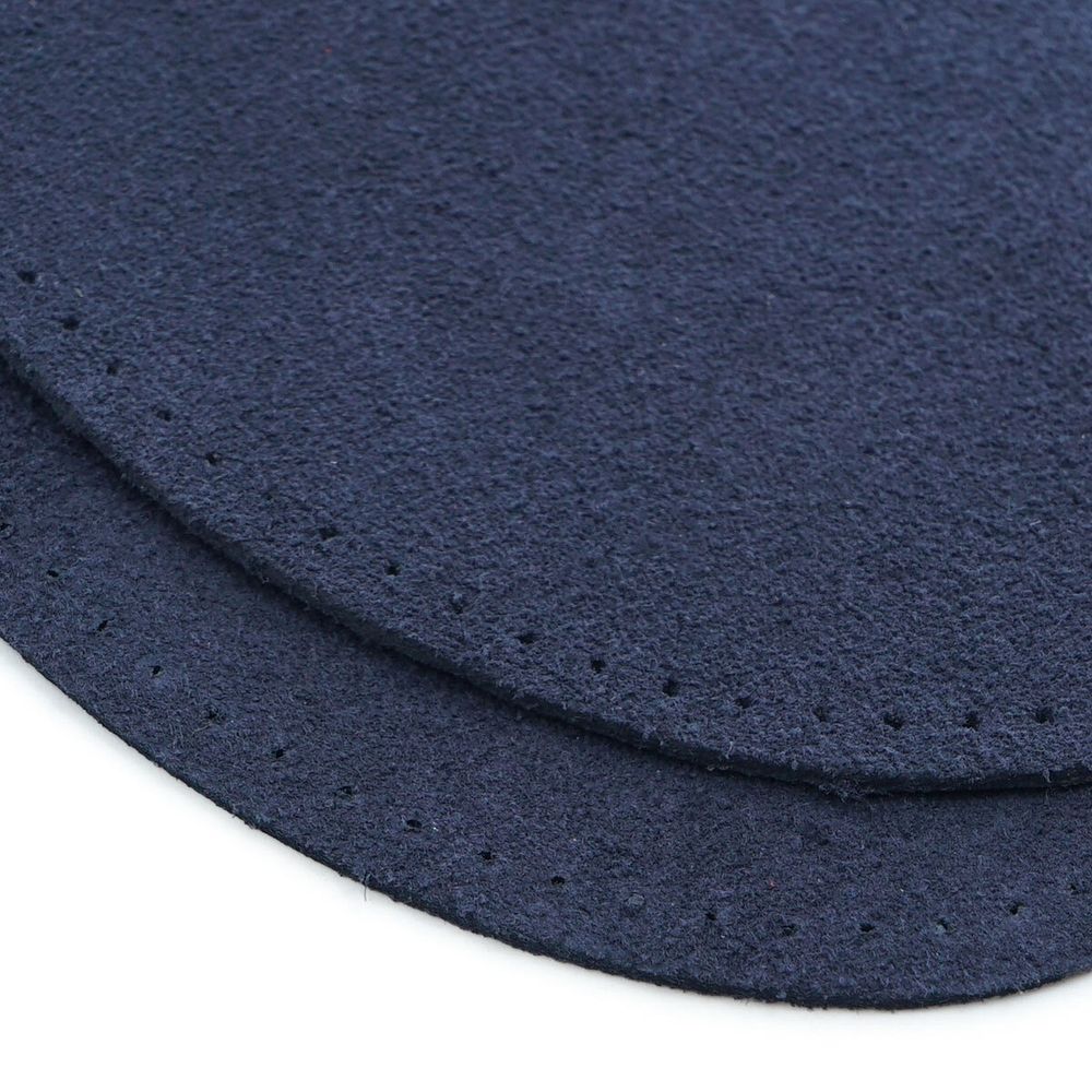 Заплатки пришивные из замши, овал 8х10,9см с перфорацией, 2 шт, 100% кожа, 22 темно-синий, 59124