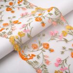 Кружево на сетке широкое 180 мм / 14 м, ±1 Турция, коралловый, Gamma GCKM-180-07