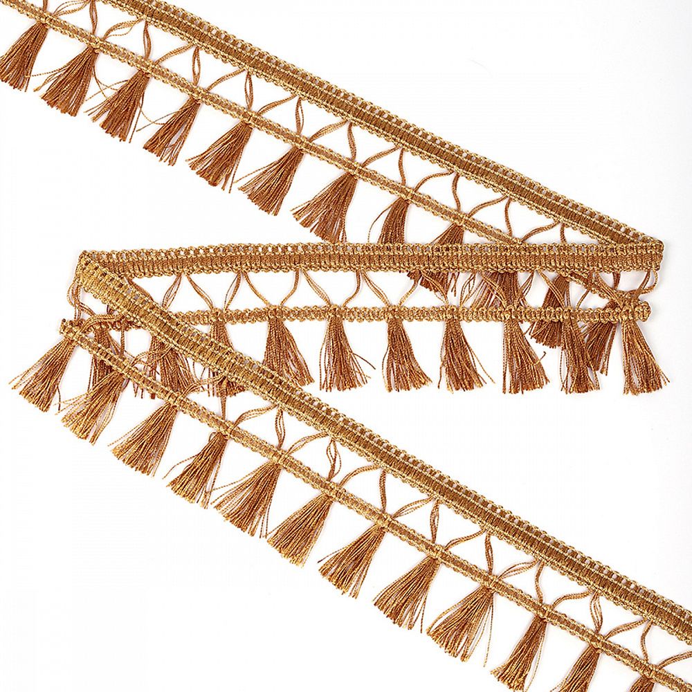 Бахрома отделочная 70.0 мм / 10 метров, с кисточками, 6154-0419 цв.6367, цв.коричневый