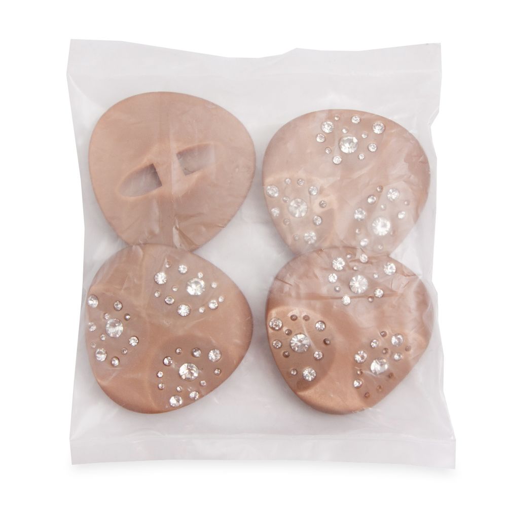 Пуговицы на ножке пальтовые со стразом (пластик) 676415 (коричневый), 4 шт