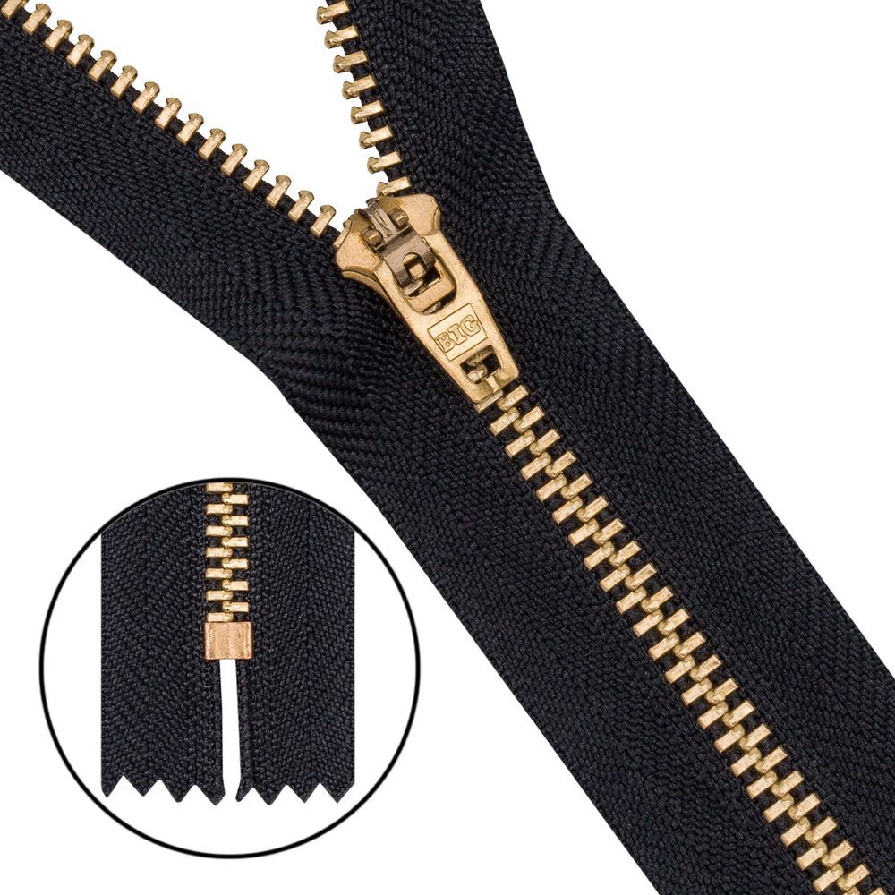 Молния металл джинсовая Т5 (5 мм) 1 зам., н/раз., 16 см, черный, 39092/16-3, 10 шт