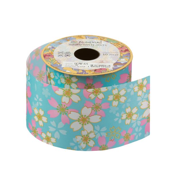 Лента декоративная 70 мм / 10±1 метров, 02 голубой, Blumentag LRW-65
