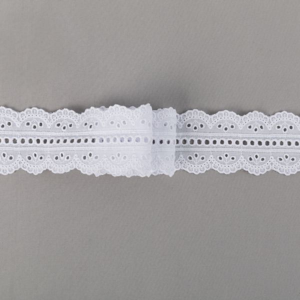 Кружево шитьё 54 мм / 9±0.2 метров, Турция, белый, Gamma GYEM-5402