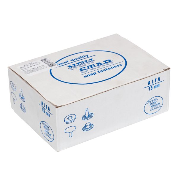 Кнопка Альфа (S-образная) ⌀15.0 мм, 720±20 шт, с пласт. верхом, пластик/нерж., черный, Gamma