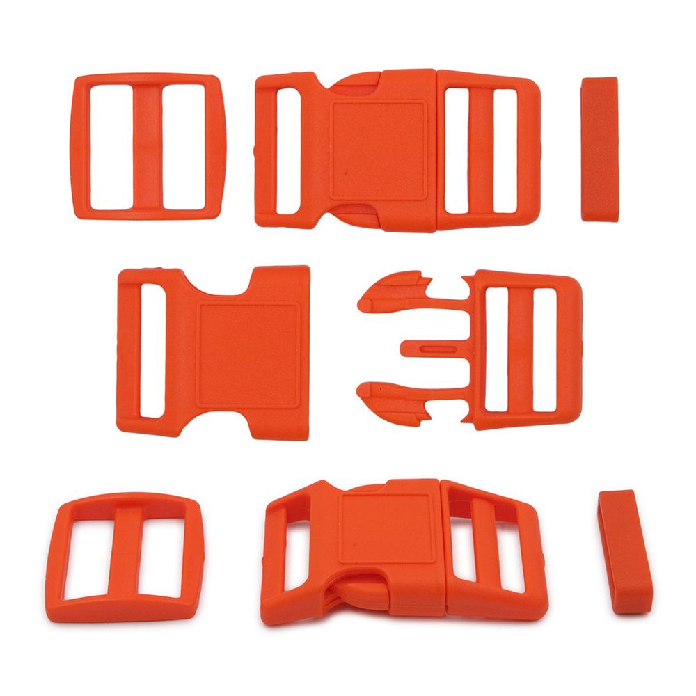 Фастекс (пряжка трезубец), рамка и рамка-регулятор 25мм, пластик, (2 компл.) Hobby&amp;Pro, оранжевый, A03001037-K-25