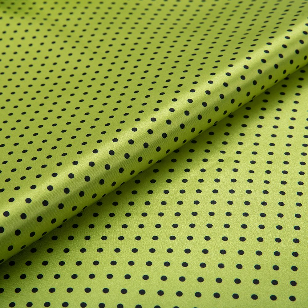 Ткань блузочная Poly satin 75 г/м², 200х145 см, 20 салатовый/ черный, Gamma PSS-002