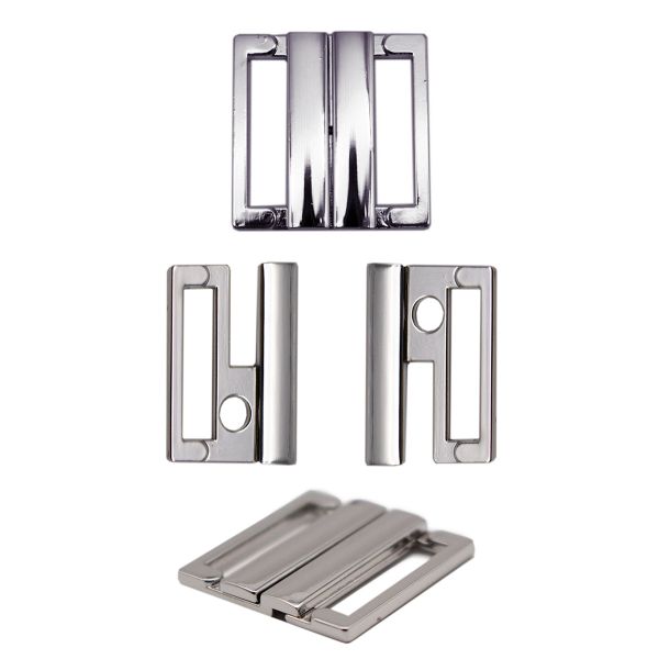 Застежки для купальника (бикини) металл 20 мм, 2 шт, серебро (белая бронза), Arta, GYZA20