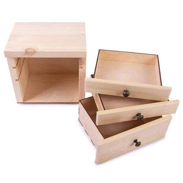 Заготовка деревянная Комод 3 ящика, сосна, 20х15х18 см, ВД-1092 Mr.Carving