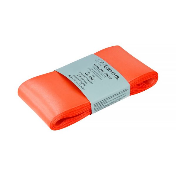 Лента атласная 1-сторонняя 50.0 мм / 5 шт по 5.4 метра, №125 красно-оранжевый, Gamma AL-50P