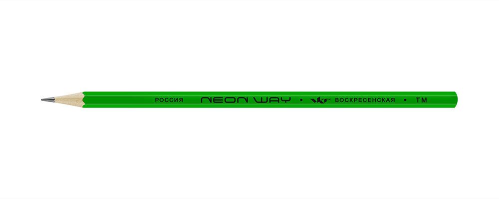 Карандаш чернографитный Neon way неоновый ТМ (HB) 12 шт, 12Д-1544 ЗЕЛЕНЫЙ, ВКФ NW04-12Д